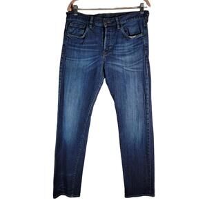 H&M & Denim Straight Blue Denim Button Fly Jeans Men Size 32x32